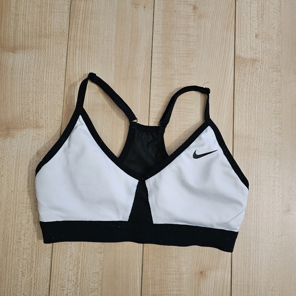 Nike Black and White Medium-Support Sports Bra